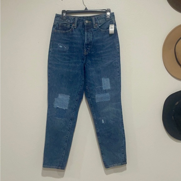 NWT Old Navy High Rise Blue Patchwork Jeans - Picture 2 of 11